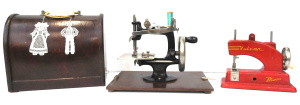 Lot 140 - 2 x Vintage Small Sized Sewing Machines - Black Enamelled Cast Iron ma