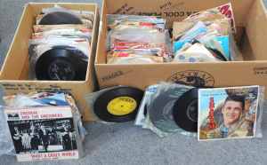 Lot 215 - 2 x Boxes of Vintage Assorted 45 rpm Vinyl Singles & Eps incl John