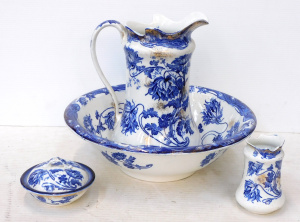 Lot 238 - Victorian 4pce Blue & White Colonial Pottery - Togo pattern Wash S