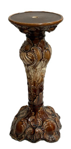 Lot 239 - c1900 brown mottled Majolica pedestal - 57 cms H