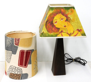 Lot 240 - 2 pces inc Retro Textured Fabric Cylinder Light shade 29cm H & W Lot 240 - 2 pces inc Retro Textured Fabric Cylinder Light shade 29cm H & W