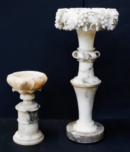 Lot 241 - 2 x Vintage Marble pedestal bases inc Grape & Vine rimmed with cen Lot 241 - 2 x Vintage Marble pedestal bases inc Grape & Vine rimmed with cen