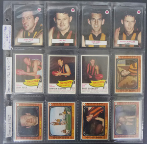 Lot 254 - c 1966-1967 Scanlens Hawthorn Football Cards inc Die-cut Ross Growcot