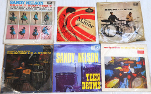Lot 258 - 6 x Vintage Vinyl Percussion & Drumming LP Records incl Sandy Nels