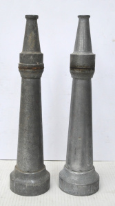 Lot 276 - Pair vintage Aluminium fire hose Nozzles 39cm L Lot 276 - Pair vintage Aluminium fire hose Nozzles 39cm L