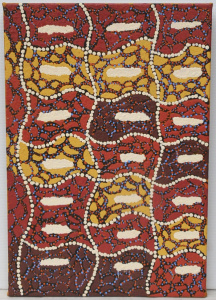 Lot 281 - Isobel Gorey Nampitjinpa (1958 -) Stretched Aboriginal Oil Painting on