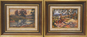 Lot 284 - Donald James Hamilton (1932 - ) Pair small Framed Oil Paintings - Road Lot 284 - Donald James Hamilton (1932 - ) Pair small Framed Oil Paintings - Road