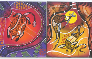 Lot 286 - Colin Wightman (1965 - 2016) Pair Stretched Aboriginal Oil Paintings o