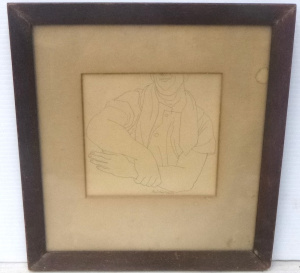Lot 299 - Hal Missingham (1906 - 1994) Small framed Pencil Drawing - Arms of a W