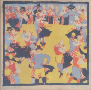 Lot 301 - Margaret Dormann (1910 - ) Framed Colour Woodblock print - Swedish Dan
