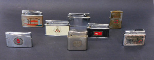 Lot 314 - Lot of Vintage Advertising Cigarette Lighters incl Datsun Bluebird, Da Lot 314 - Lot of Vintage Advertising Cigarette Lighters incl Datsun Bluebird, Da