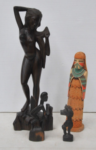Lot 319 - Group Lot of Carved Figures inc, Native American Long Hair Kachina Dol