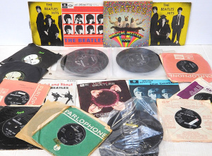 Lot 327 - Large Lot of Vintage The Beatles 45rpm Vinyl Singles & EPs incl Tw