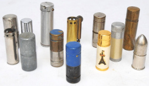 Lot 338 - Lot of Vintage Tube Style Cigarette Lighters incl PJK Victorian, Zange Lot 338 - Lot of Vintage Tube Style Cigarette Lighters incl PJK Victorian, Zange