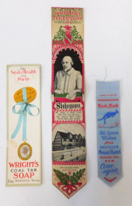Lot 357 - 3 x vintage Bookmarks - Cashs woven adv Melvilles Grand Hotel Broken H