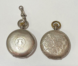 Lot 359 - 2 x ladies crown wind Silver hunter pocket watches incl The Fenchurch