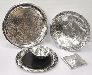 Lot 371 - 5 x Don Shiels & Similar Styled Acid Etched Aluminium Pieces incl Lot 371 - 5 x Don Shiels & Similar Styled Acid Etched Aluminium Pieces incl