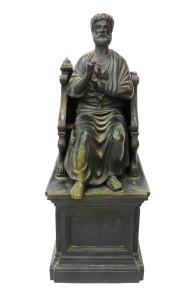 Lot 415 - Vintage Cast Metal (possibly bronze) Saint Peter seated Figure 36cm H