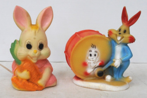 2 x Vintage Rubber Nightlights incl Bugs Bunny with a Drum (Cord Cut) & A Bu