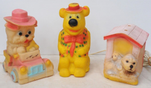 3 x Vintage Rubber Kids Nightlights incl Humphrey B Bear Nightlight made by Nett