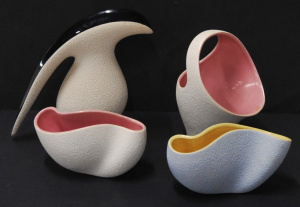 Group lot - Modernist MCP salt Glazed Australian Ceramics - Jug w elongated Hand