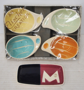 Group lot - oModernist Elischer Australian Pottery - boxed set of 4 Ramekin Bowl