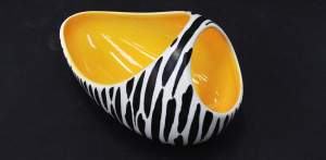 Mid Century Modern Beswick 'Zebra' pattern Handled Bowl designed by Albert Halla