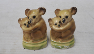 Pair Vintage plaster ware Australian Koala Bookends - some slight damage sighted