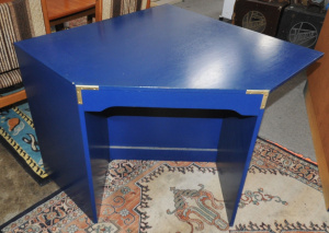 Retro 1970 80s Blue Pine & Composite Corner Desk - Approx 75cm H
