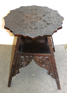 Lot 3 - Australian Arts & Crafts Chip carved Dark Stained side table - singl