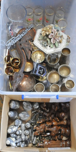 Lot 29 - 2 x Boxes of Mixed Items incl Metal & Ceramic Chess Pieces, Holden