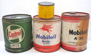 Lot 30 - 4 x Vintage Motor Oil Tins incl Shell Aeroshell 6 Five Pound Grease Tin