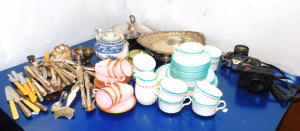 Lot 36 - 2 x Boxes Ceramics & EPNS inc Set of 6 Wedgwood Pink Alpine Pink De