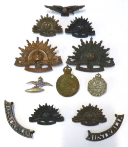 Lot 49 - Group Military inc Australian WW2 Rising Sun Badges, RAAF cufflink, Res