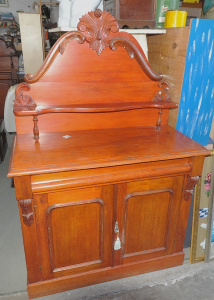 Lot 50 - Victorian Cedar Chiffonier with carved shape back