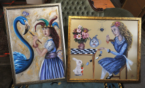 Lot 51 - 2 x Framed Oil Paintings incl Alice in Wonderland & The Artist - Bo