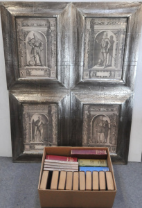Lot 78 - Group lot inc 4 x Framed classical Engravings & box vintage books