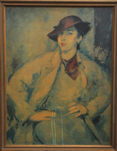 Lot 86 - Large framed Hand Signed William (Jock) Frater Print - The Red Hat (Por