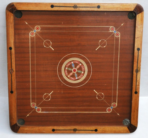 Lot 90 - Large Vintage Indian Carrom game Board - all hpainted detail, marked 'C