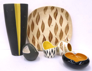 Lot 104 - Group lot odd Retro Pottery - all af inc, tall Gunda vase & small