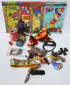 Lot 130 - Small Box Lot of Vintage Assorted Toys incl Mr T Figure, Knight Rider