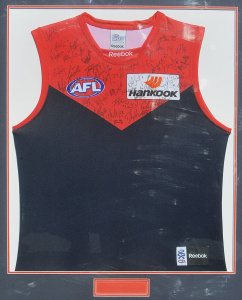 Lot 143 - Framed Signed Melbourne Football Club Jumper - c2010 team featuring Ja