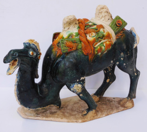 Lot 147 - Vintage Chinese Tang Pottery Camel - Sancai glaze, 34cm H