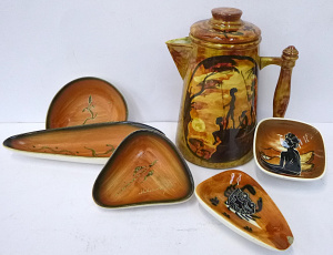 Lot 156 - Group lot of Hand Painted Australian Pottery inc, Christian Vocke cof Lot 156 - Group lot of Hand Painted Australian Pottery inc, Christian Vocke cof