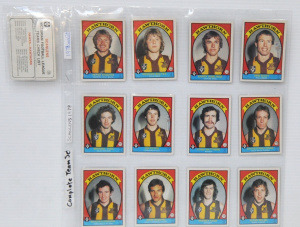Lot 158 - Group Scanlens 1978 Footy Cards - complete Hawthorn Team + Checklist i