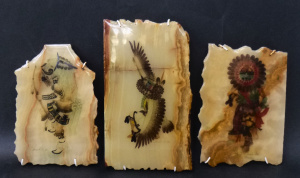 Lot 162 - 3 x Onyx hand carved, painted & signed Native American Hopi Kachi