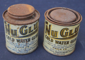Lot 170 - 2 x vintage differing tins of 'Nu Glu' Cold Water Glue for use in Aero