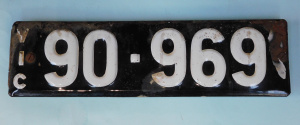 Lot 171 - 1930s Enamel Victorian Motor Vehicle number plate 90 - 969 - some loss