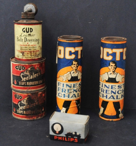 Lot 172 - Group lot - Vintage Motoring Tins & Packaging - GUD Leather Belt D