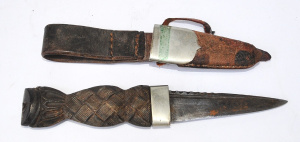 Lot 182 - Vintage Scottish Dirk - fitted in Original Sheath w shield emblem to f